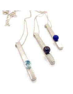 Bijou argent de créateur belge avec pierre fine lapis-lazuli. Artisanat fait main en argent antiallergique 2
