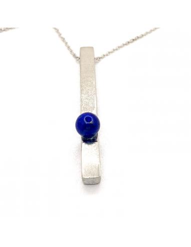 Bijou argent de créateur belge avec pierre fine lapis-lazuli. Artisanat fait main en argent antiallergique