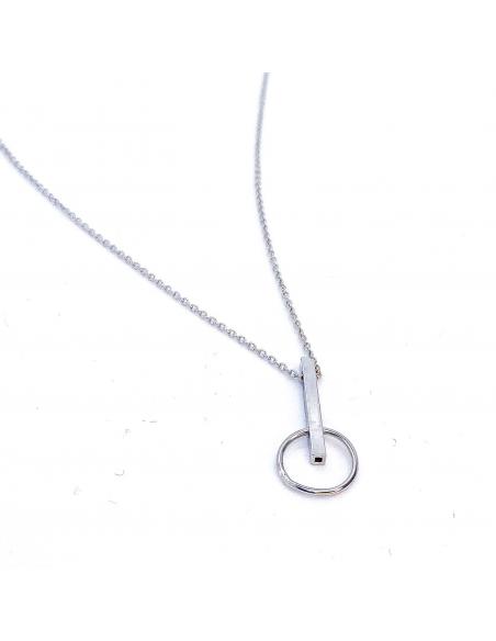 Collier artisanal argent rhodié pour femme collection INESS. Création minimaliste géométrique