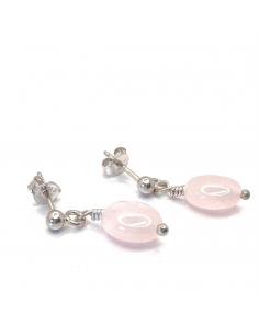 Boucle d'oreille argent pierre fine naturelle quartz rose