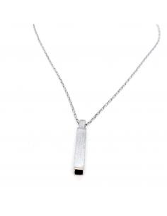 Collier artisanal argent fait main tube carré sablé créateur belge