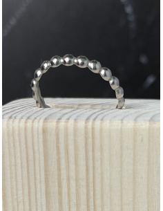 Bague artisanale en argent rhodié pour femme fil demi perle 2