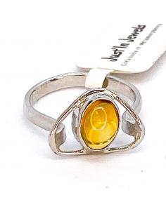 bague artisanale argent et pierre fine citrine