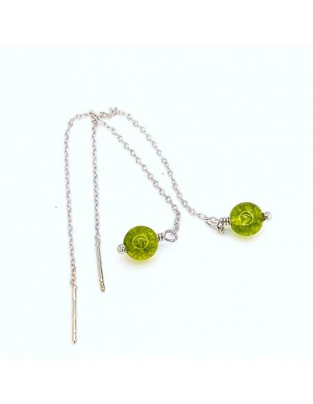 Boucle d'oreille de créateur belge pierres fines naturelles et argent rhodié antiallergique