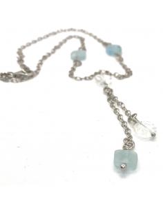Collier Y aigue marine et...