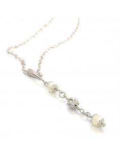Collier artisanal fait main argent avec nacre bijou d'artisan créateur belge