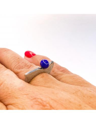 Bague design argent et lappis-lazzuli