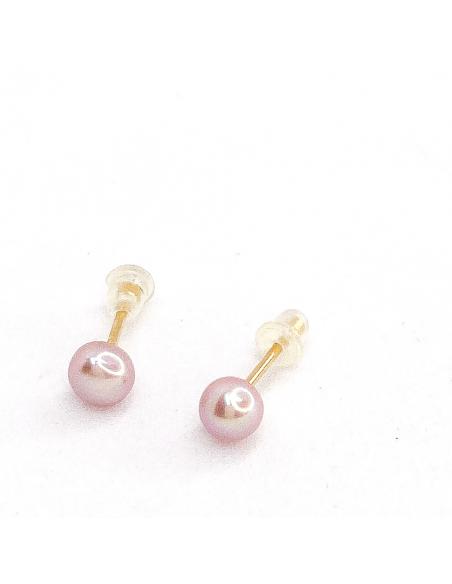 perceuses d'oreille en or 750/00 et perle d'eau douce rose