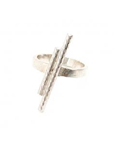 Bague argent 2 fils striés