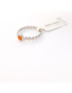 Bague artisanale pour femme argent demi-perle avec cabochon de cornaline 2
