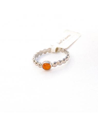 Bague artisanale pour femme argent demi-perle avec cabochon de cornaline