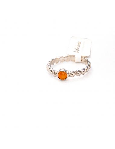 Bague demi-perle cabochon cornaline T.58 Jeanne