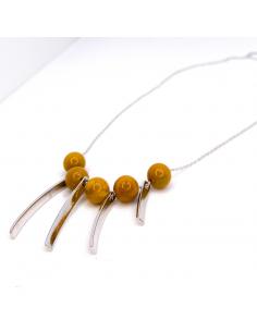 collier artisanal fait main argent avec pierres fines naturelles mokaite