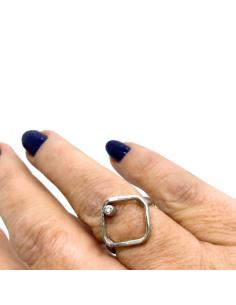 Bague argent artisanale avec diamant