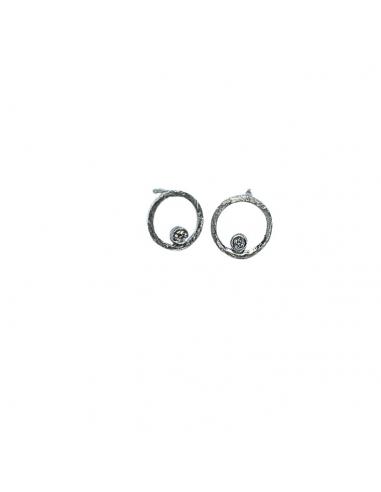 Perceuse d'oreille en argent rhodié avec diamant 0.04ct