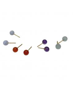 Boucle d'oreille or et calcédoine artisanat belge certifié 2
