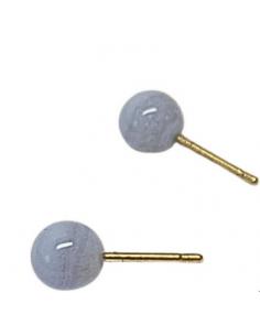 Boucle d'oreille or et calcédoine artisanat belge certifié
