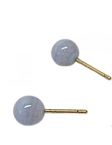 Boucle d'oreille or et calcédoine artisanat belge certifié