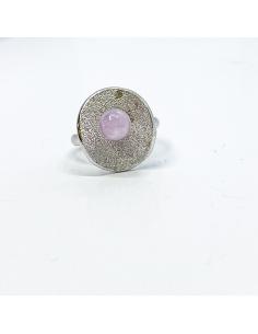 Bague artisanale en argent rhodié collection Ondine déclinée avec une kunzite 2
