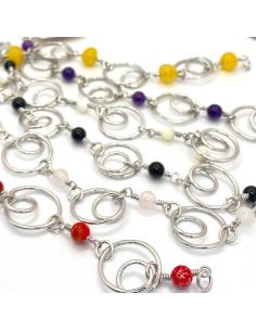 Bracelet artisanal en argent rhodié avec pierres fines naturelles de la jaspe 2