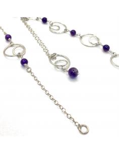 Bracelet argent artisanal fait main finition rhodiée avec améthyste naturelle 2