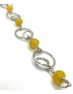 Bracelet artisanal argent rhodié antiallergique avec ambre naturelle