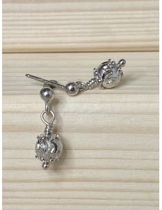 Boucle d'oreille artisanale en argent rhodié antiallergique 2