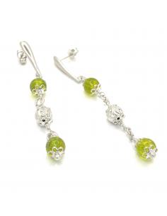 Boucle d'oreille argent avec pierres fines péridot