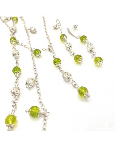 Pendant d'oreille artisanal argent et péridot...