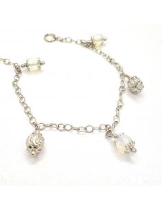 Bracelet artisanal argent pour femme avec perles d'opaline
