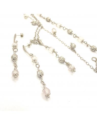 Boucle d'oreille artisanale argent et quartz...