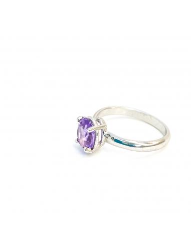 Bague artisanale argent et améthyste ovale