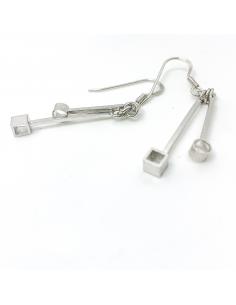 Boucle d'oreille artisanale argent géométrique 2