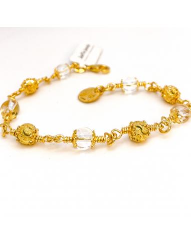 Bracelet artisanal vermeil avec cristal de roche, collection Alexiane by Just'In Jewels