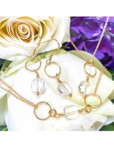 crochet d'oreille vermeil et cristal de roche collection Charly 2