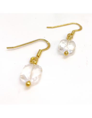 crochet d'oreille vermeil et cristal de roche collection Charly