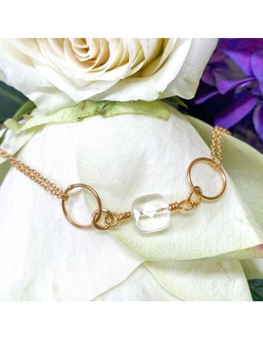 Bracelet artisanal vermeil et cristal de roche