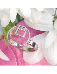 Bague géométrique minimaliste en argent rhodié création artisanale collection Mimi by Just'In Jewels 2