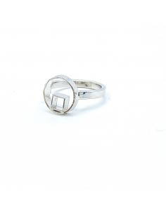 Bague géométrique minimaliste en argent rhodié création artisanale collection Mimi by Just'In Jewels