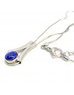 collier artisanal pour femme argent et lappis lazuli