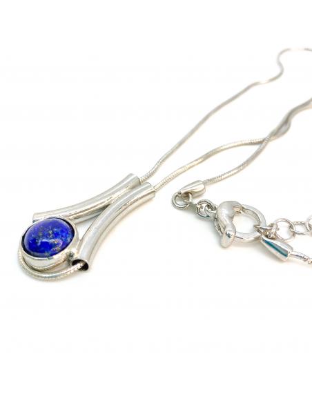 collier artisanal pour femme argent et lappis lazuli