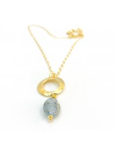 Collier artisanal disque perforé et cyanite 2