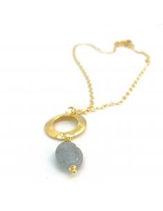 Collier artisanal disque perforé et cyanite