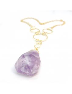collier artisanal vermeil anneaux martelés et véritable améthyste 2