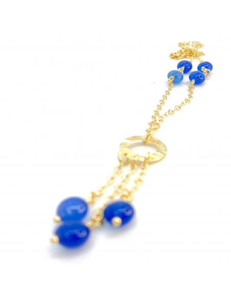 collier artisanal vermeil avec agates bleues