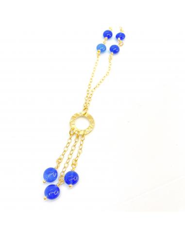Collier artisanal vermeil et agate bleue