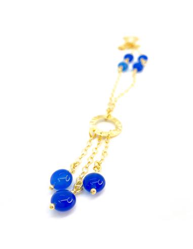 Collier artisanal vermeil et agate bleue