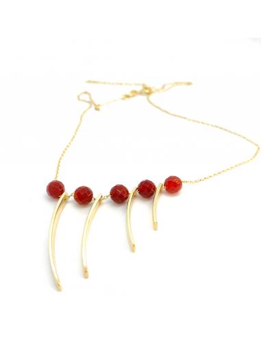 collier artisanal just'in jewels vermeil avec agates rouges