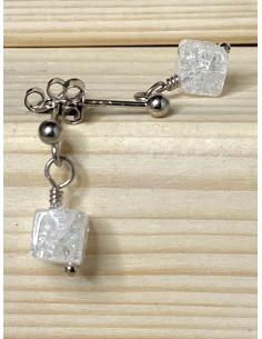 Boucle d'oreilles argent et cristal de roche craqueléde la collection Flo by Just'In Jewels 2