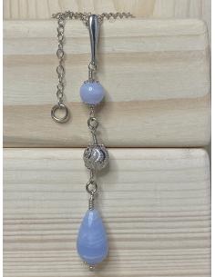 Collier femme argent rhodié antiallergique pierre fine agate blue lace collection manon 2